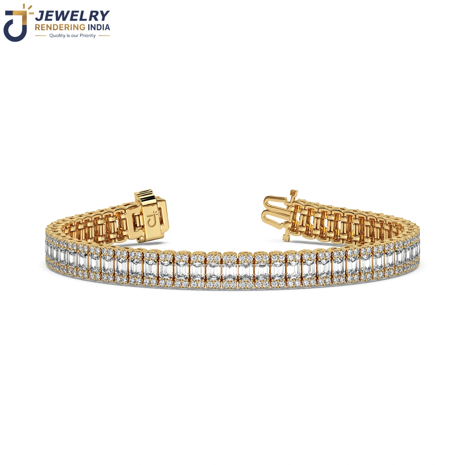 Diamond tennis bracelet rendered in 18K yellow gold for an international jewelry client