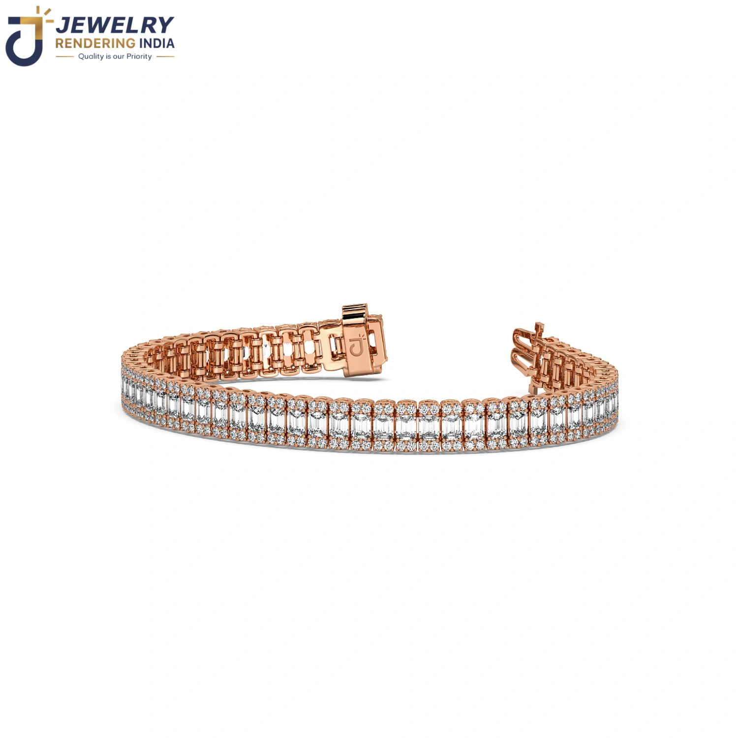 Perspective view of bracelets in rose gold, 3D rendered by Jewelry Rendering India