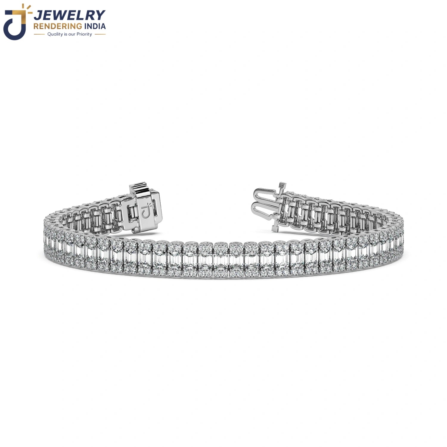 360 degree turntable spin of bracelets in white gold