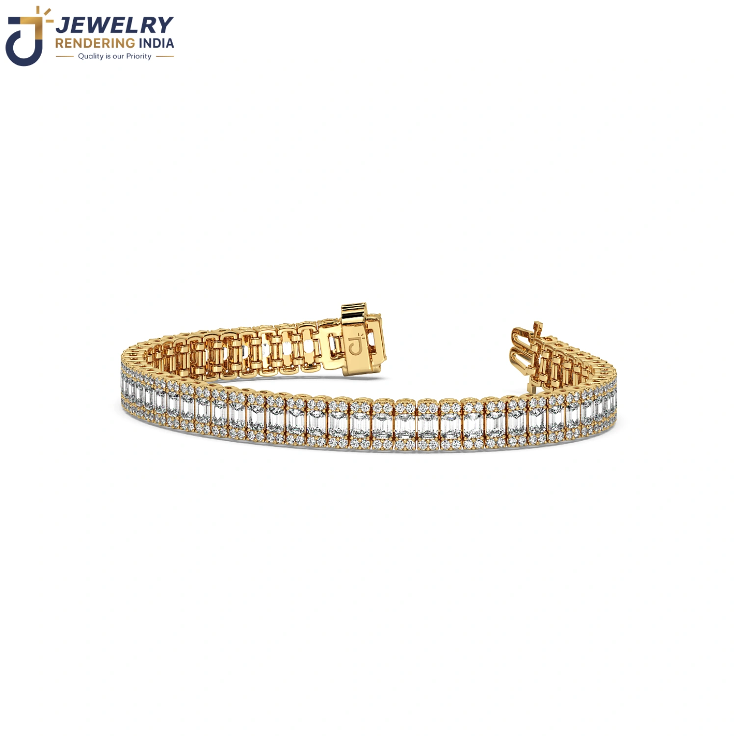 Perspective view of bracelets in yellow gold, 3D rendered by Jewelry Rendering India