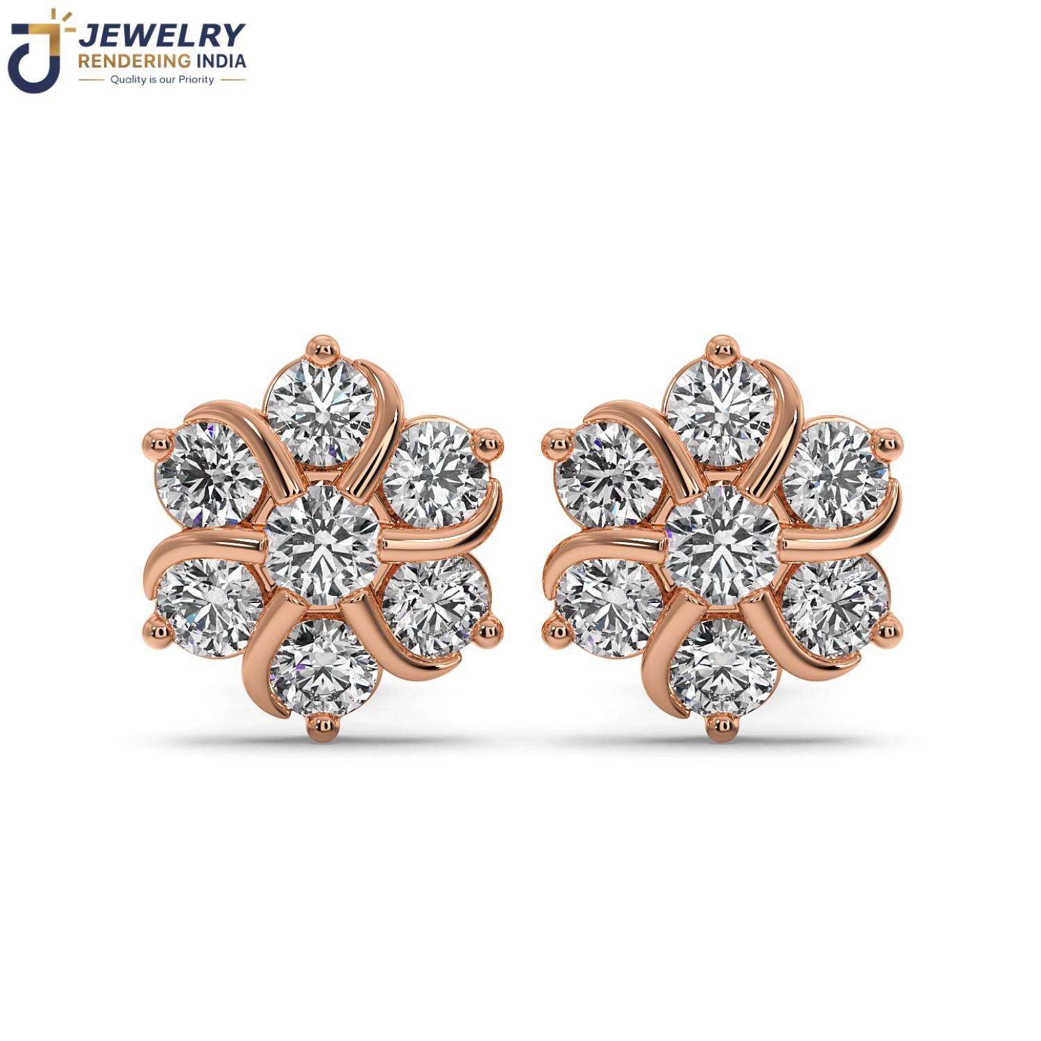 360 degree turntable spin of earrings in rose gold