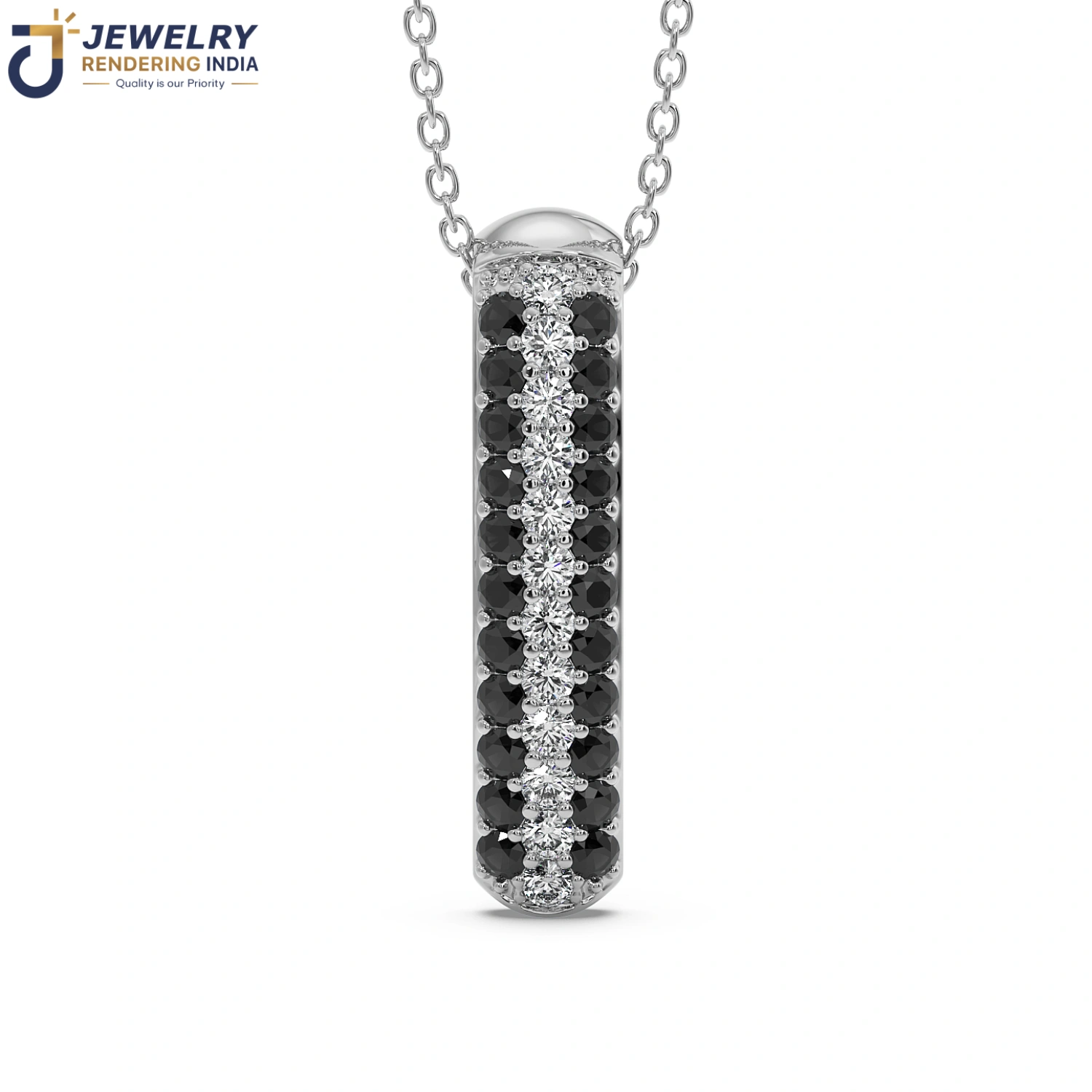 Front view of pendants in white gold, 3D rendered by Jewelry Rendering India