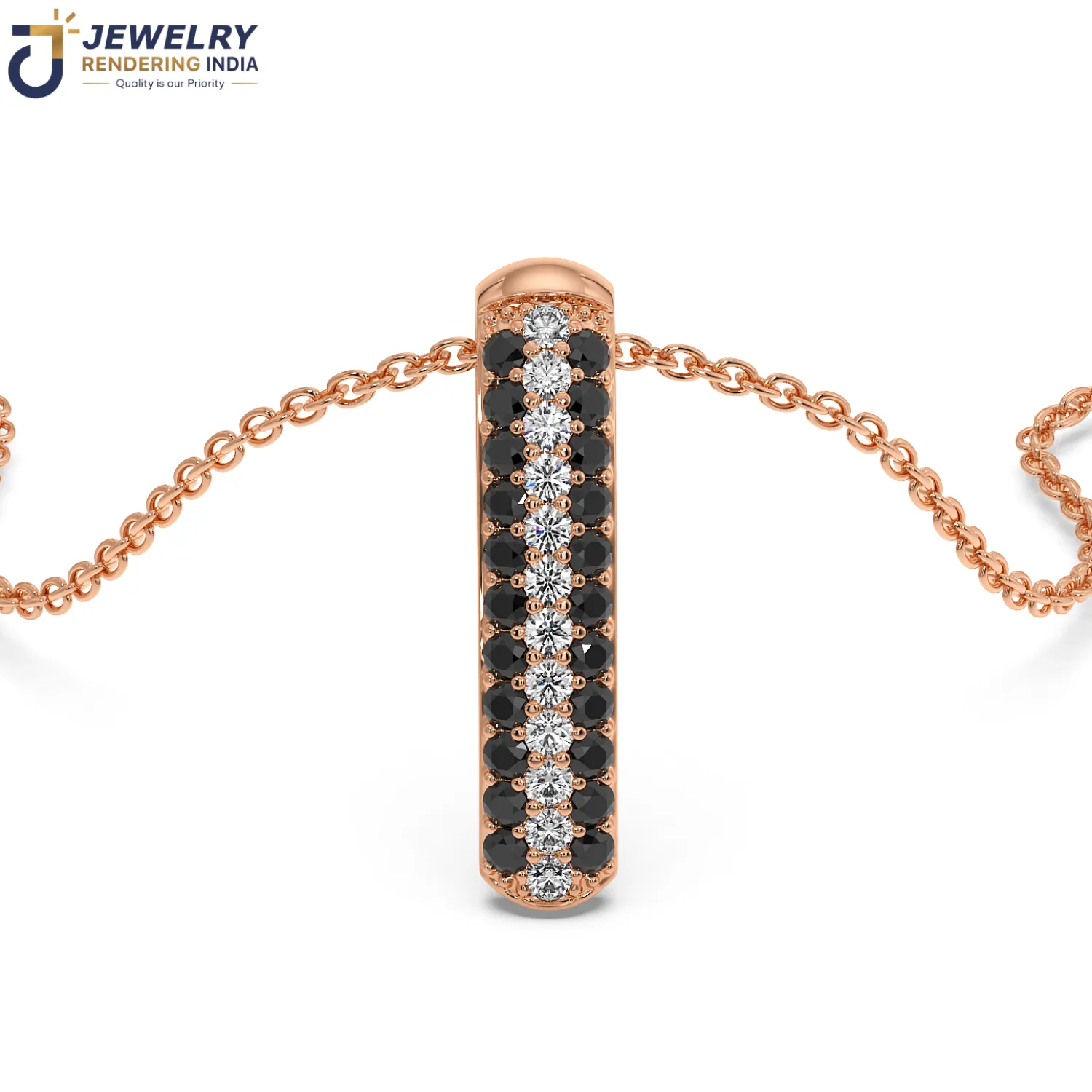 Sleeping perspective of pendants in rose gold, 3D rendered by Jewelry Rendering India