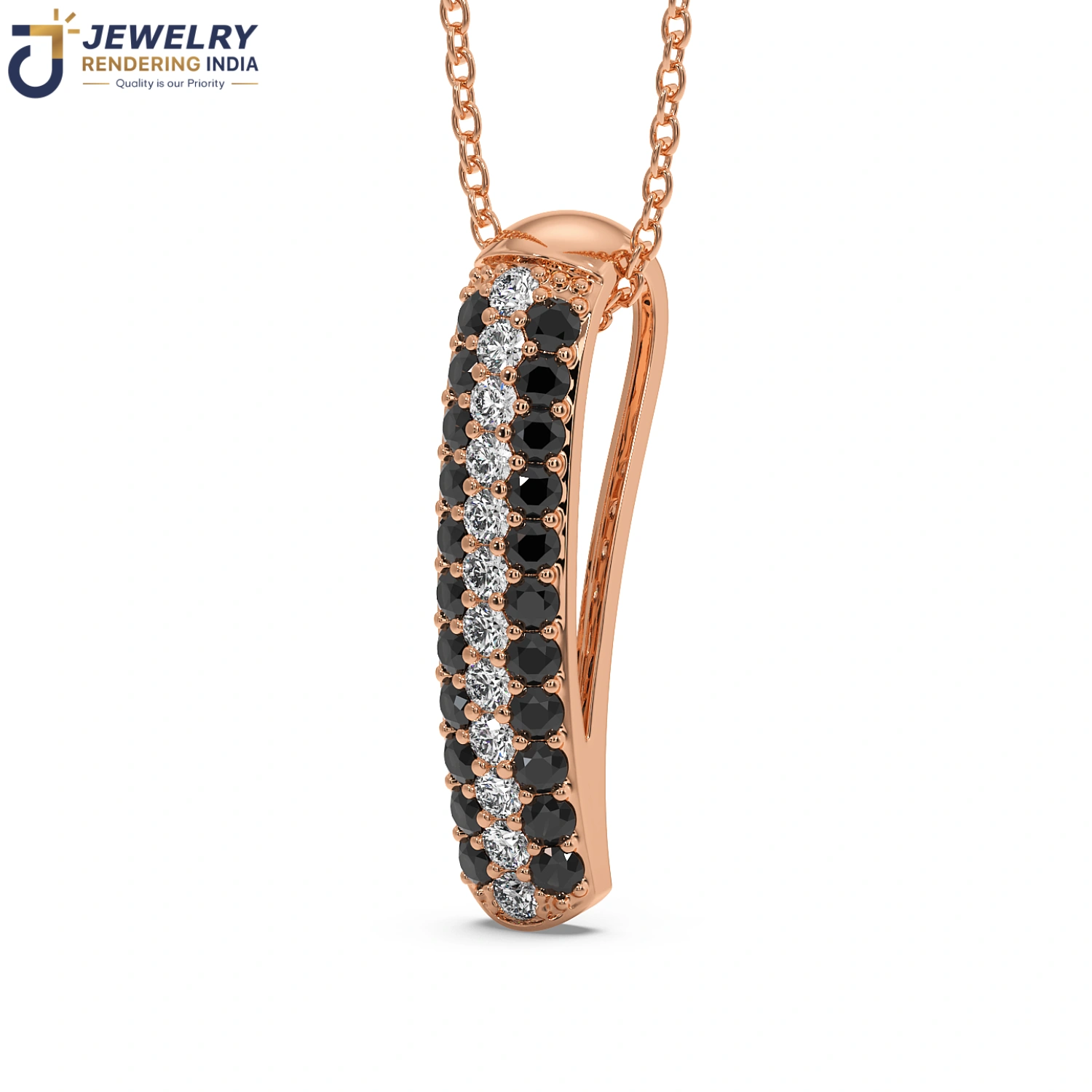 Perspective view of pendants in rose gold, 3D rendered by Jewelry Rendering India