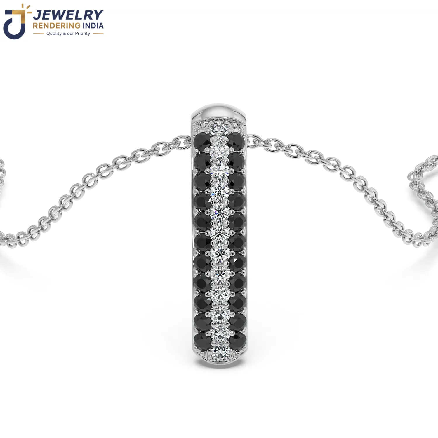 Sleeping perspective of pendants in white gold, 3D rendered by Jewelry Rendering India