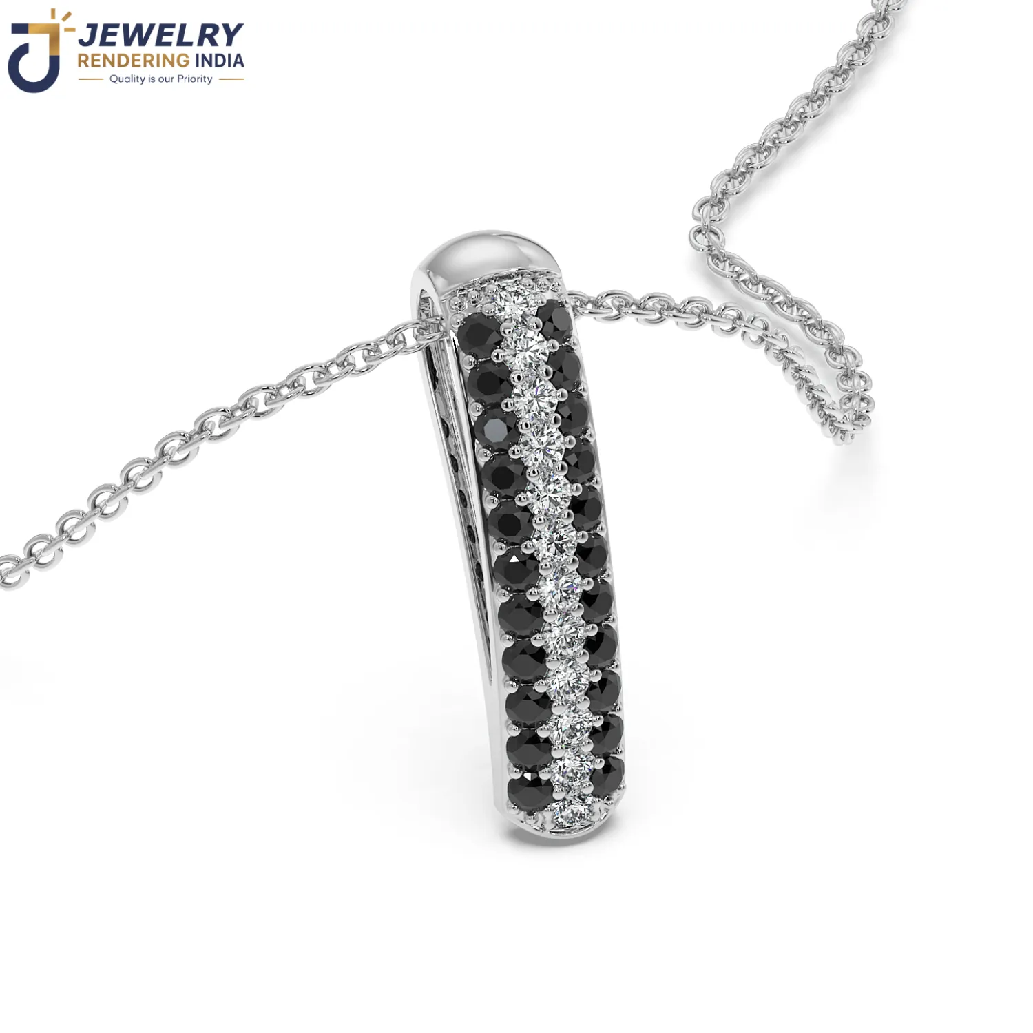 Sleeping angle of pendants in white gold, 3D rendered by Jewelry Rendering India