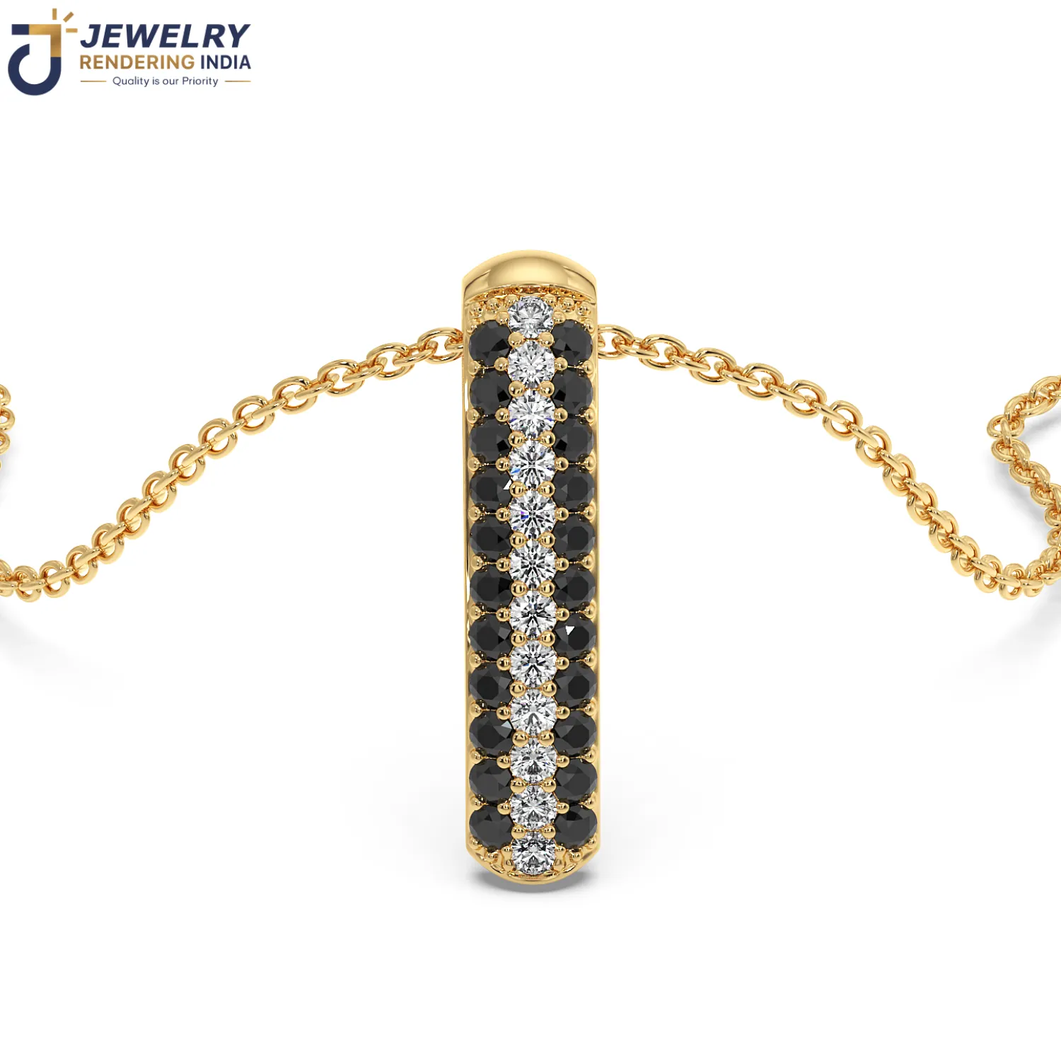 Sleeping perspective of pendants in yellow gold, 3D rendered by Jewelry Rendering India