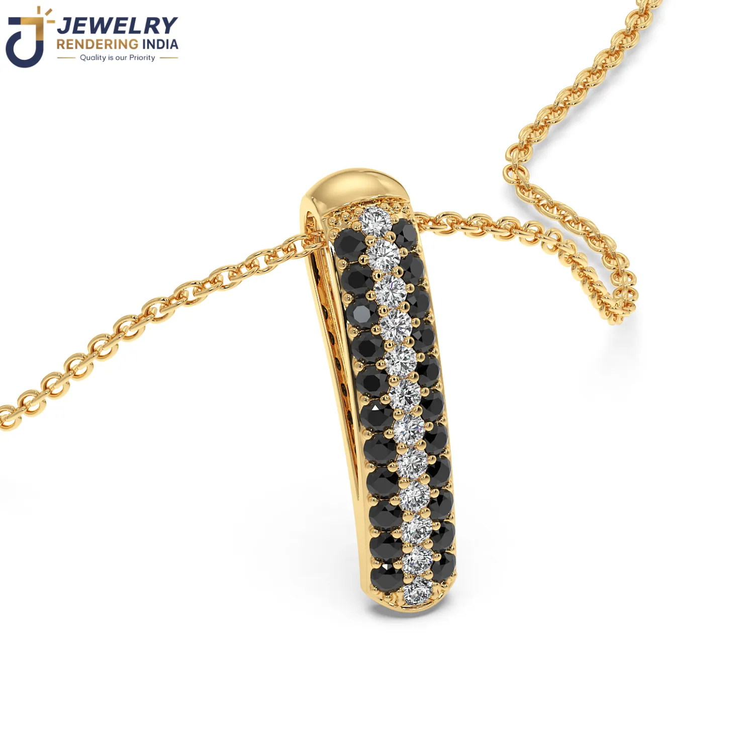 Sleeping angle of pendants in yellow gold, 3D rendered by Jewelry Rendering India